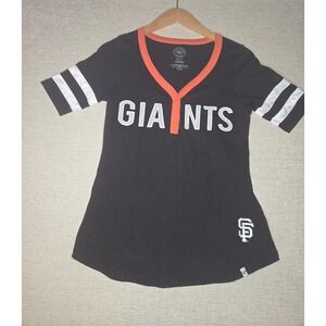 '47 Brand San Francisco Giants Henley T-Shirt Women's Small Black Orange MLB
